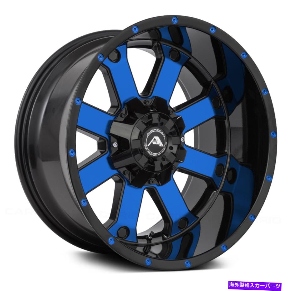 ホイール　４本セット American Off-Road A108ホイール20x10（-24、6x139.7、106.1）4のブラックリムセット American Off-Road A108 Wheels 20x10 (-24, 6x139.7, 106.1) Black Rims Set of 4【並行輸入品】