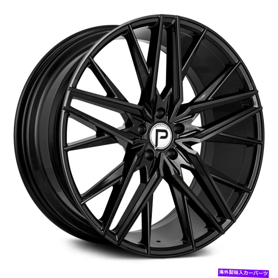 ホイール　４本セット ピナクルP106ステラーホイール22x9（15、5x114.3、73.1）4のブラックリムセット Pinnacle P106 STELLAR Wheels 22x9 (15, 5x114.3, 73.1) Black Rims Set of 4【並行輸入品】