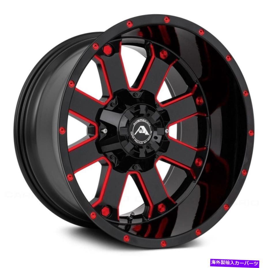 ホイール　４本セット American Off-Road A108ホイール20x10（-24、6x139.7、106.1）4のブラックリムセット American Off-Road A108 Wheels 20x10 (-24, 6x139.7, 106.1) Black Rims Set of 4【並行輸入品】