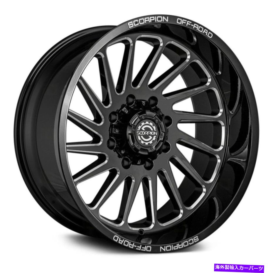 ホイール　４本セット スコーピオンソーホイール22x12（-44、8x165.1、125.2）4のブラックリムセット Scorpion SAW Wheels 22x12 (-44, 8x165.1, 125.2) Black Rims Set of 4【並行輸入品】