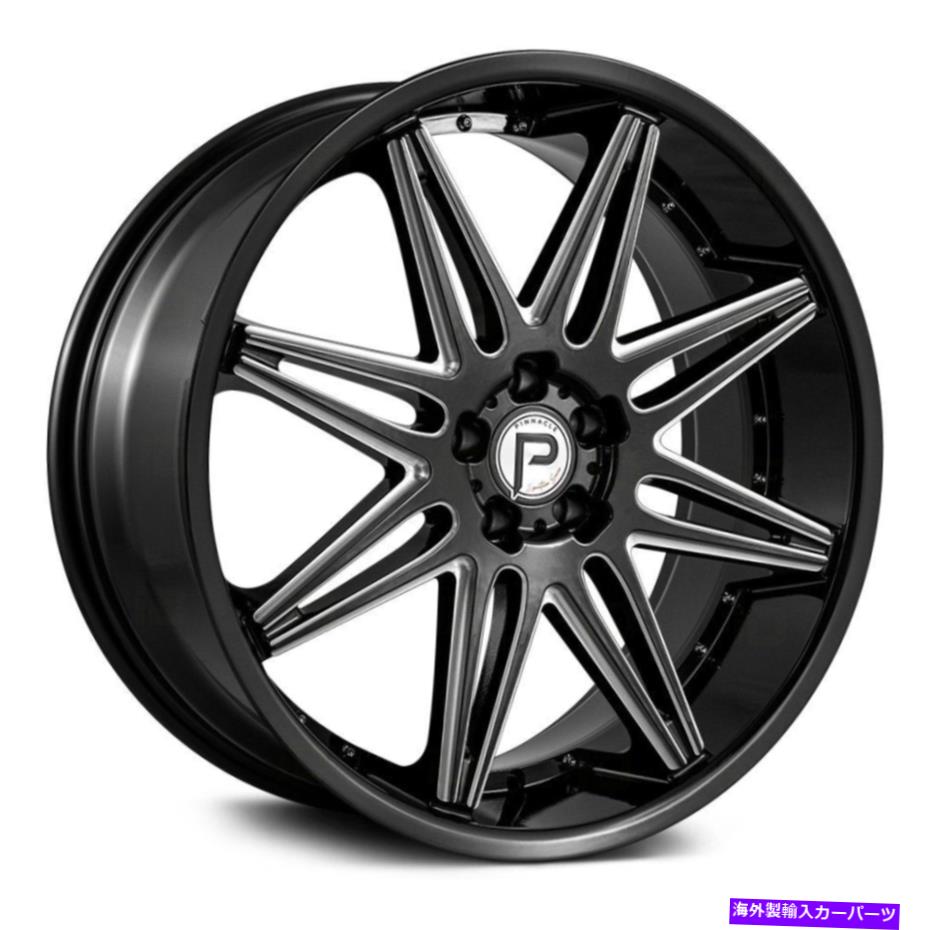 ホイール　４本セット ピナクルP200バイブホイール22x9（15、5x114.3、73.1）4のブラックリムセット Pinnacle P200 VIBE Wheels 22x9 (15, 5x114.3, 73.1) Black Rims Set of 4【並行輸入品】