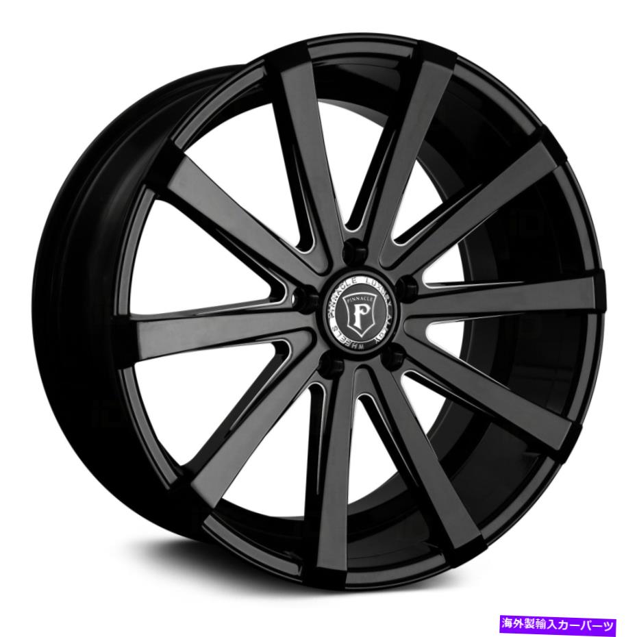 ホイール　４本セット ピナクルP100ロイヤリティホイール22x9（15、5x114.3、74.1）4のブラックリムセット Pinnacle P100 ROYALTY Wheels 22x9 (15, 5x114.3, 74.1) Black Rims Set of 4【並行輸入品】