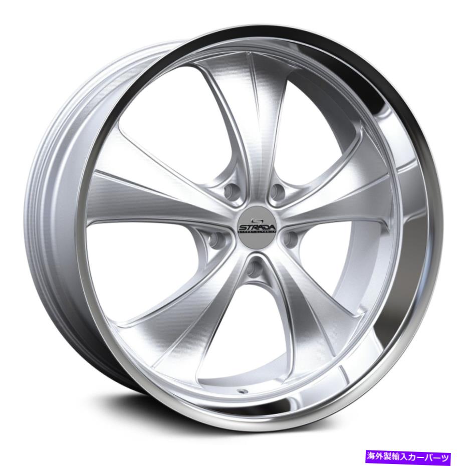 ホイール　４本セット Strada Old Skool Wheels 24x10（25、5x120.65、78.1）4のシルバーリムセット Strada OLD SKOOL Wheels 24x10 (25, 5x120.65, 78.1) Silver Rims Set of 4【並行輸入品】