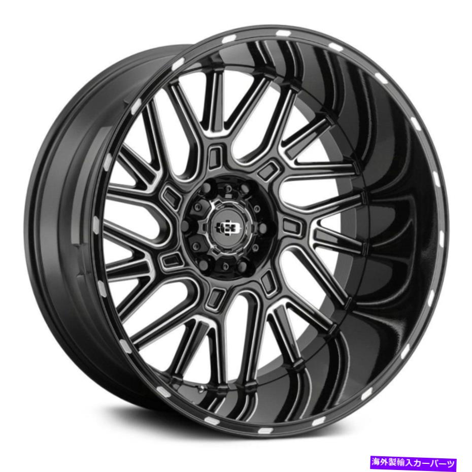 ホイール　４本セット ビジョン404乱闘ホイール24x12（-51、5x127、78.1）4のブラックリムセット Vision 404 BRAWL Wheels 24x12 (-51, 5x127, 78.1) Black Rims Set of 4【並行輸入品】