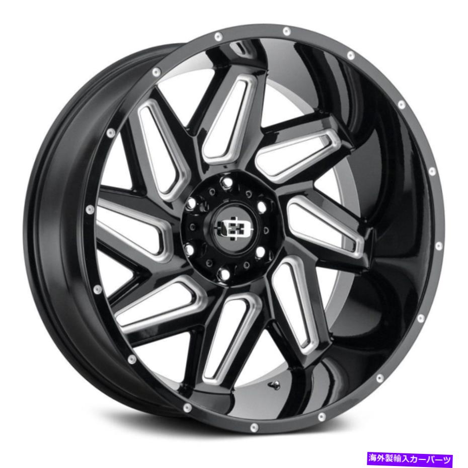 ホイール　４本セット ビジョン361スパイダーホイール22x14（-76、8x165.1、125.2）4のブラックリムセット Vision 361 SPYDER Wheels 22x14 (-76, 8x165.1, 125.2) Black Rims Set of 4【並行輸入品】