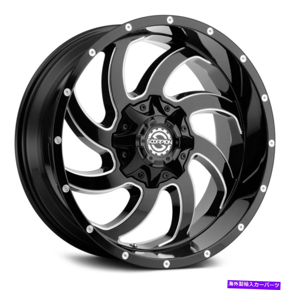 ホイール　４本セット Scorpion SC30ホイール22x14（-76、6x139.7、106.1）4のブラックリムセット Scorpion SC30 Wheels 22x14 (-76, 6x139.7, 106.1) Black Rims Set of 4【並行輸入品】