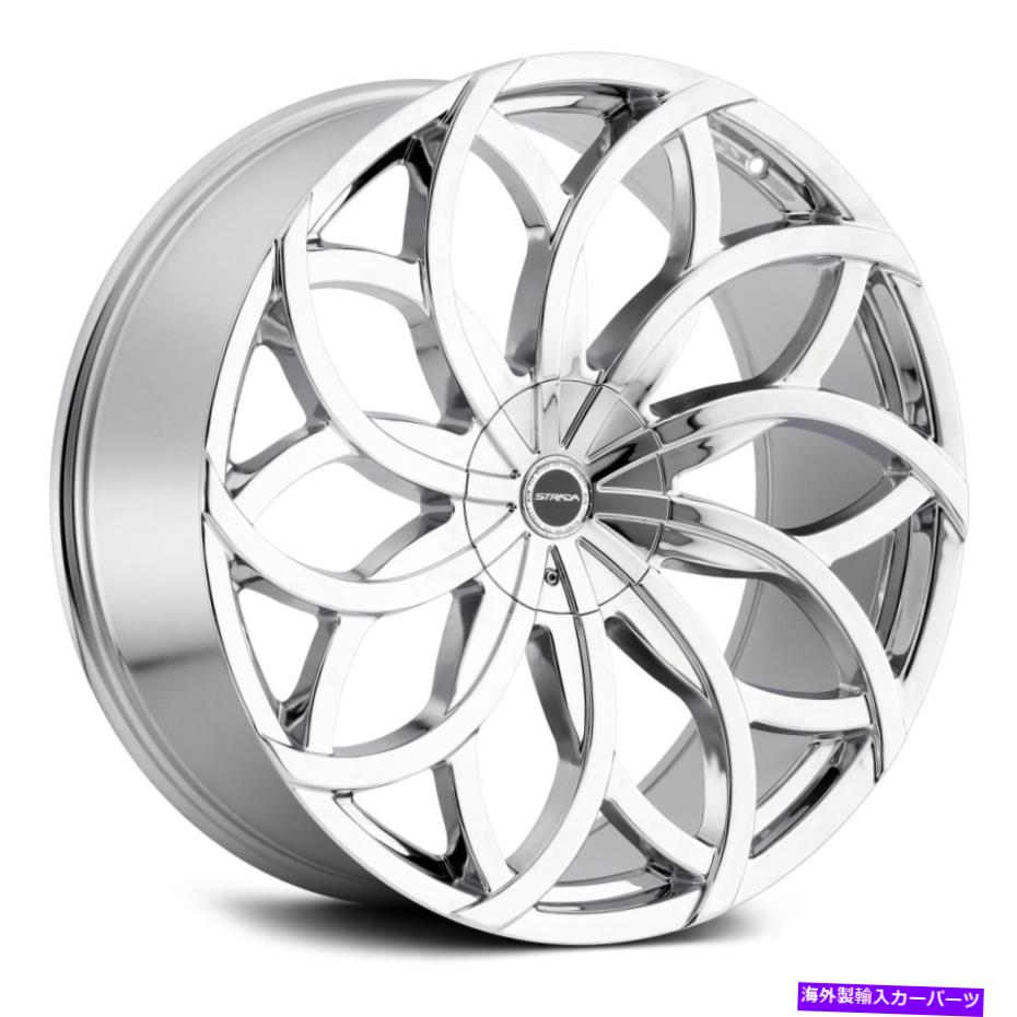 ホイール　４本セット Strada Huracan Wheels 24x10（30、6x139.7、87.1）Chrome Rimsセット4 Strada HURACAN Wheels 24x10 (30, 6x139.7, 87.1) Chrome Rims Set of 4【並行輸入品】