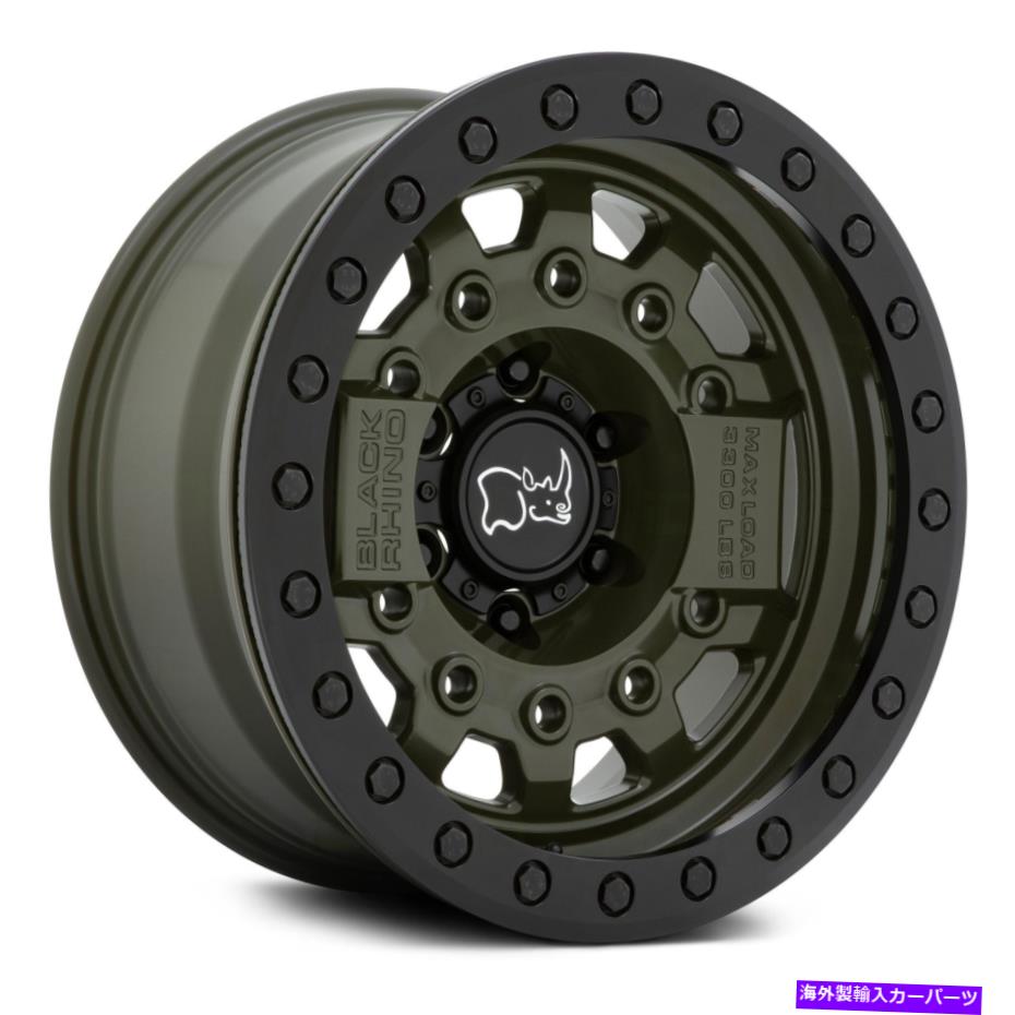 ホイール　４本セット ブラックサイアベンジャービードロックホイール17x8.5（-30、6x139.7）4のグリーンリムセット Black Rhino AVENGER BEADLOCK Wheels 17x8.5 (-30, 6x139.7) Green Rims Set of 4【並行輸入品】