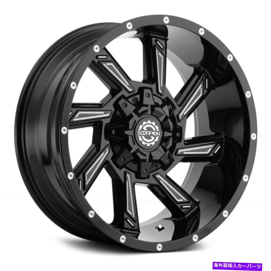 ホイール　４本セット Scorpion SC25ホイール22x14（-76、6x139.7、106.1）4のブラックリムセット Scorpion SC25 Wheels 22x14 (-76, 6x139.7, 106.1) Black Rims Set of 4【並行輸入品】