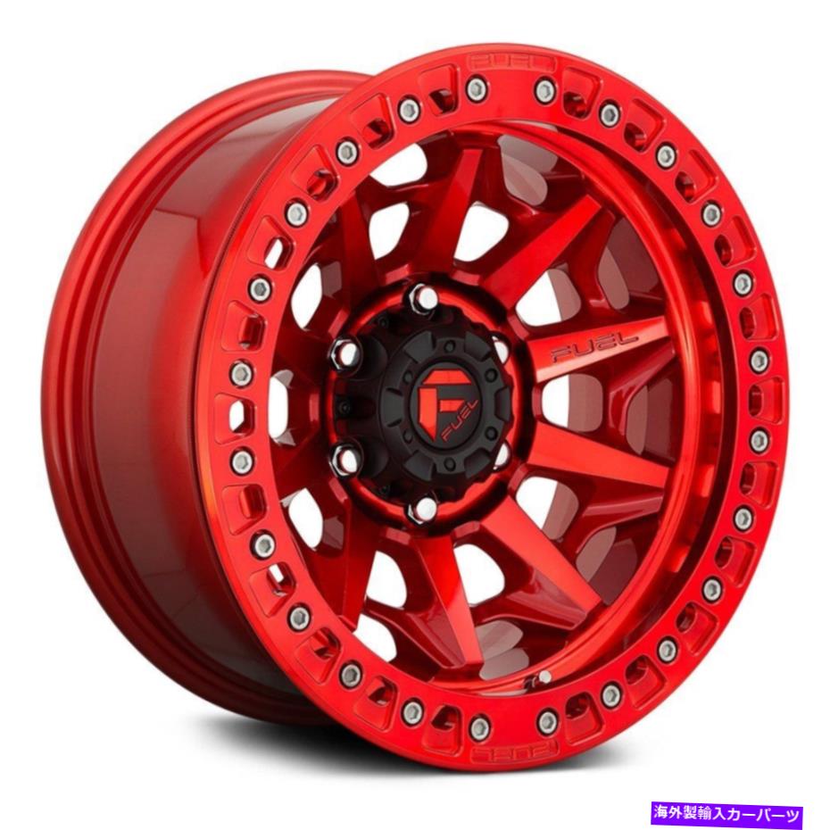 ホイール　４本セット 燃料D113ビードロックカバー1PCホイール17x9（-15、5x127、71.5）4の赤いリムセット Fuel D113 BEADLOCK COVERT 1PC Wheels 17x9 (-15, 5x127, 71.5) Red Rims Set of 4【並行輸入品】