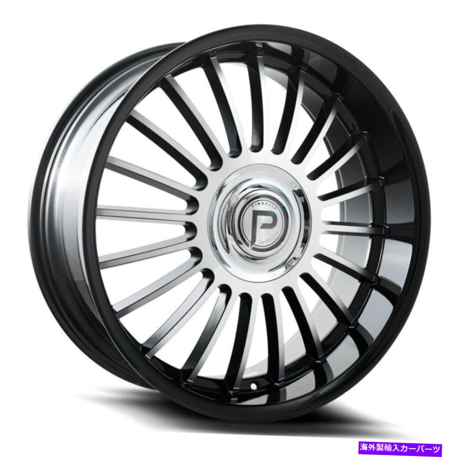 ホイール　４本セット ピナクルP310ノーブル（フローティングキャップ）ホイール22x9（35、5x114.3）4のブラックリムセット Pinnacle P310 NOBLE (FLOATING CAP) Wheels 22x9 (35, 5x114.3) Black Rims Set of 4【並行輸入品】