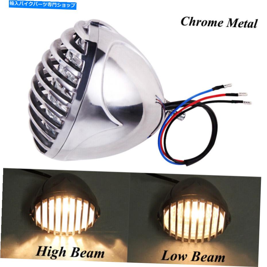 Headlight Harley Motorcycle Bobber Cafe Racer Cruiser USのクロムヘッドライトフィングリル Chrome Headlight Finned Grill For Harley Motorcycle Bobber Cafe Racer Cruiser US【並行輸入品】 41,470円