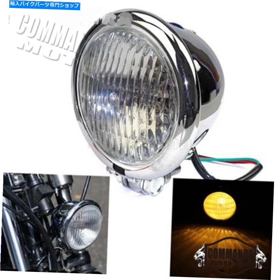 Headlight ハーレーソフトアイルFXSTCダイナボバーカフェレーサーのクロムベイツスタイルのヘッドライト Chrome Bates Style Headlight For Harley Softail FXSTC Dyna Bobber Cafe Racer【並行輸入品】