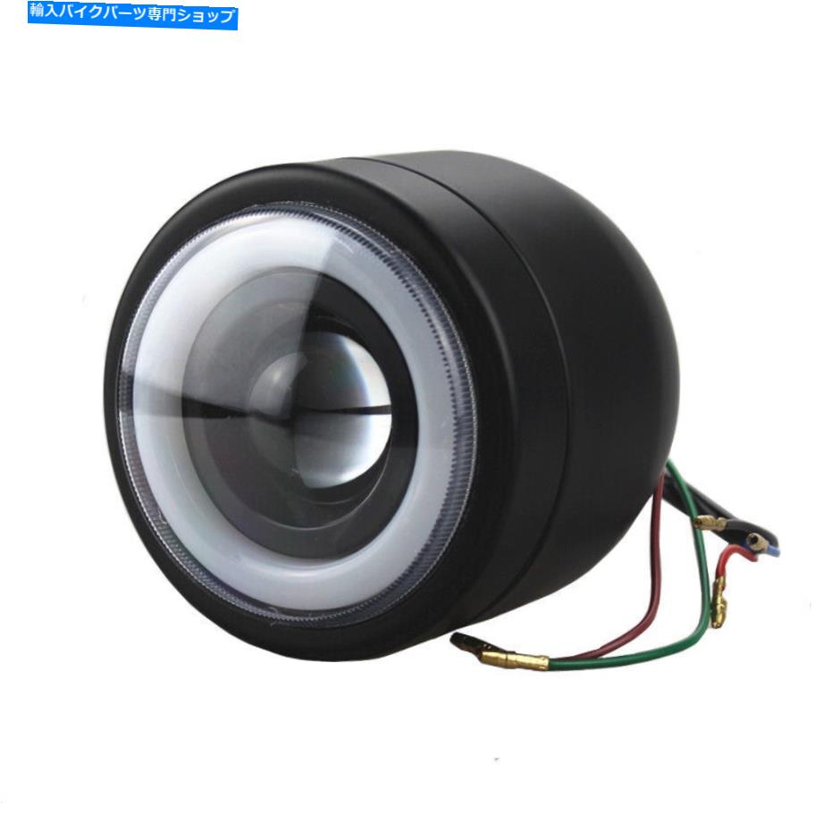 Headlight オートバイLED HI/LOW BEAMフロントヘッドライトエンジェルアイズヘッドランプクルーザーチョッパー Motorcycle LED Hi/Low Beam Front Headlight Angel Eyes Head Lamp Cruiser Chopper【並行輸入品】