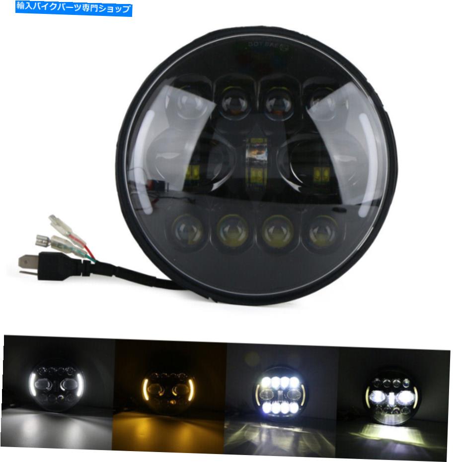 Headlight ドット7 ''インチオートバイLEDヘッドライトラウンドハーレーカフェレーサーのハローエンジェルアイ DOT 7'' inch Motorcycle LED Headlight Round Halo Angel Eye For Harley Cafe Racer【並行輸入品】