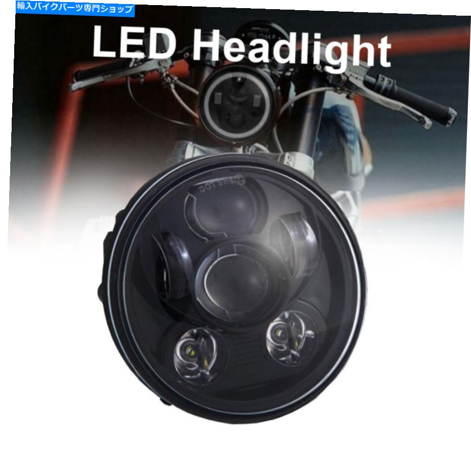 Headlight 5.75INCHブラックLEDヘッドライトプロジェクターハローリング高ビームオートバイ5 3/4 \