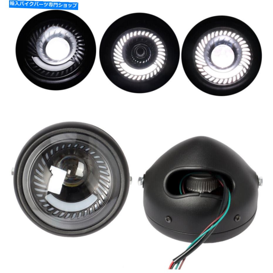 Headlight 6.5「ユニバーサルオートバイLEDヘッドライト低いビームスパイラルDRLフィットハーレー 6.5‘’ Universal Motorcycle LED Headlight Low High Beam Spiral DRL Fit For Harley【並行輸入品】