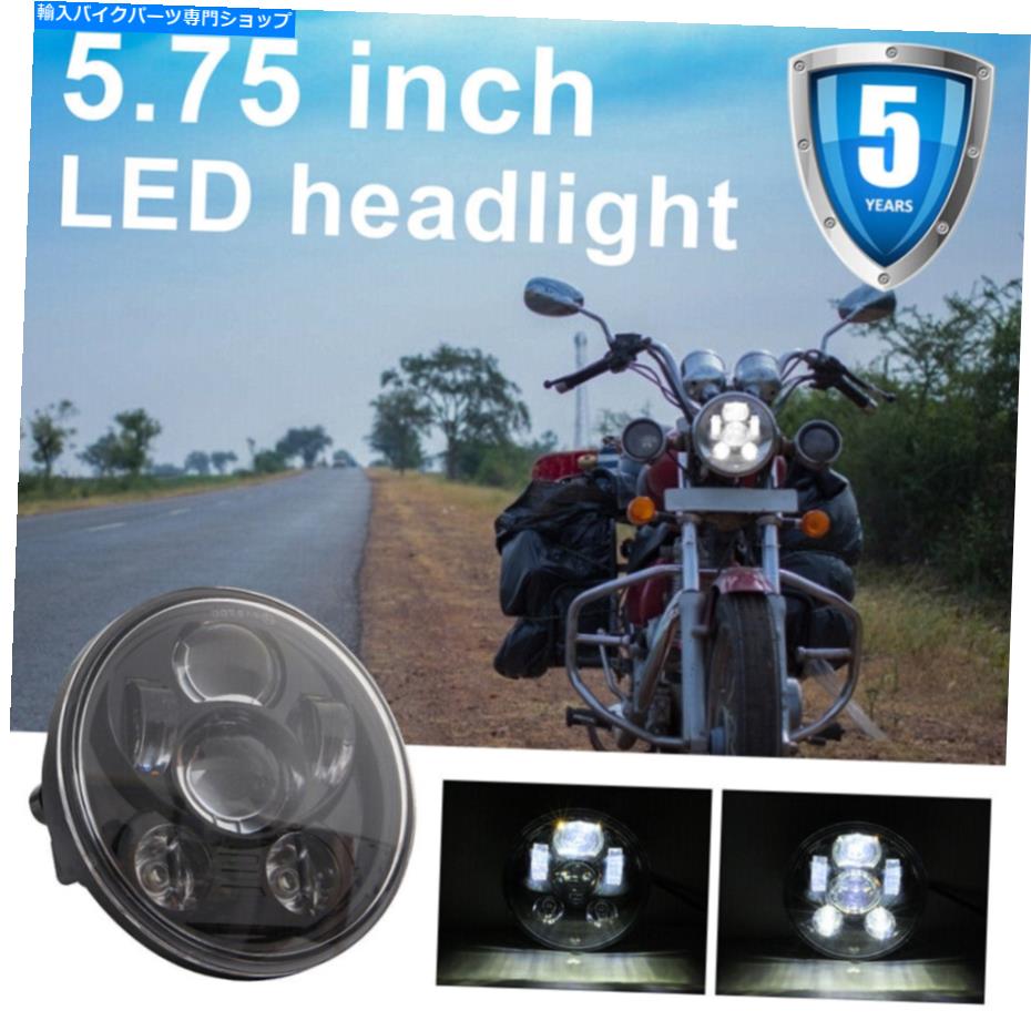Headlight 1PC LEDオートバイヘッドライト5.75インチ6ランプビーズラウンドエンジェルアイアルミニウム 1pc LED Motorcycle Headlight 5.75 Inch 6 Lamp Beads Round Angel Eye Aluminum【並行輸入品】