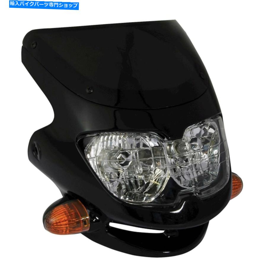 Headlight 自転車モーターサイクルバイクダッシュユニバーサルスクリーンフェアリングスポーツヘッドライトブラック Bikeit Motorcycle Motorbike Dash Universal Screen Fairing Sport Headlight Black【並行輸入品】