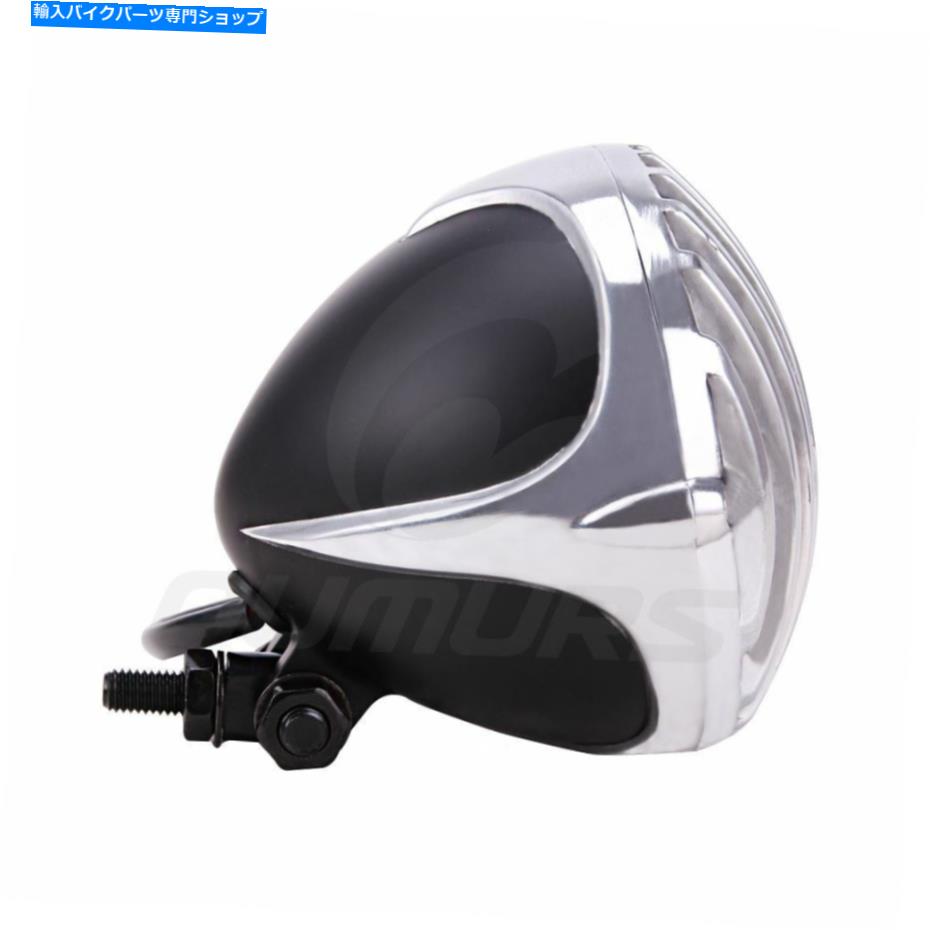 Headlight ハーレーチョッパーボバーカフェレーサーのカスタムのヘッドライトライトブラブフィングリル Headlight Light Blub Finned Grill For Harley Chopper Bobber Cafe Racer Custom【並行輸入品】