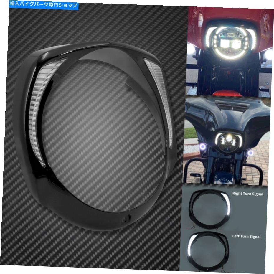 Headlight ブラック7 '' LEDヘッドライトベゼルバットウィングフェアリングカバーハーレーツーリング2014 Black 7'' LED Headlight Bezel Batwing Fairing Cover Fit For Harley Touring 2014【並行輸入品】