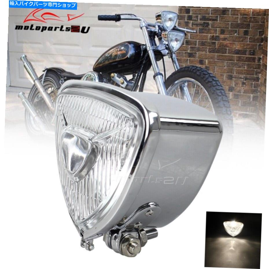 Headlight ハーレーチョッパーボバーカフェレーサーのための12Vトライアングルオートバイヘッドライトヘッドランプ 12V Triangle Motorcycle Headlight Head Lamp For Harley Chopper Bobber Cafe Racer【並行輸入品】