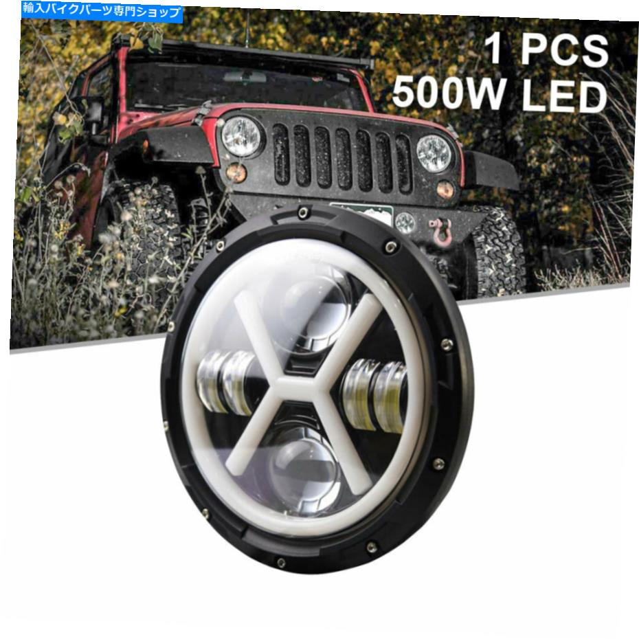 Headlight ブラック7インチラウンドLEDヘッドライトハーローハーレーオートバイ用のハイビーム Black 7 inch Round LED Headlight Halo High Low Beam For Harley Motorcycle【並行輸入品】