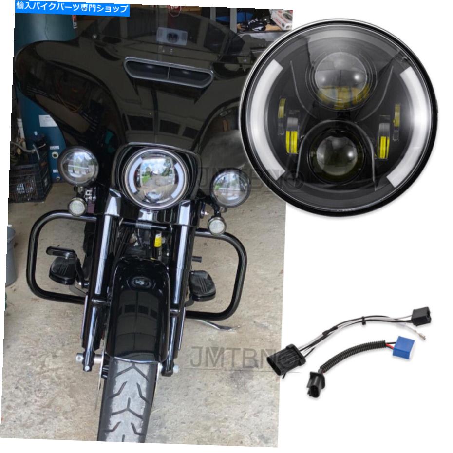 Headlight ハーレーカフェレーサーロードキングストリートグライドソフトアイルFLSTの7 \