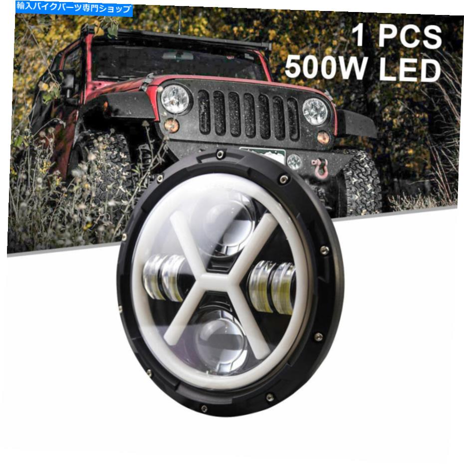 Headlight ブラック7インチラウンドLEDヘッドライトハーローハーレーオートバイ用のハイビーム Black 7 inch Round LED Headlight Halo High Low Beam For Harley Motorcycle【並行輸入品】
