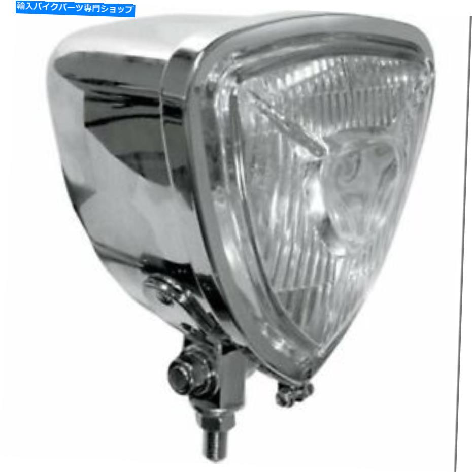 Headlight トライアングルアリススタイルヘッドライトクロムボトムマウントチョッパートライアングラーエムゴ＃1250 Triangle Aris Style Headlight Chrome Bottom Mount Chopper Triangular EMGO #1250【並行輸入品】