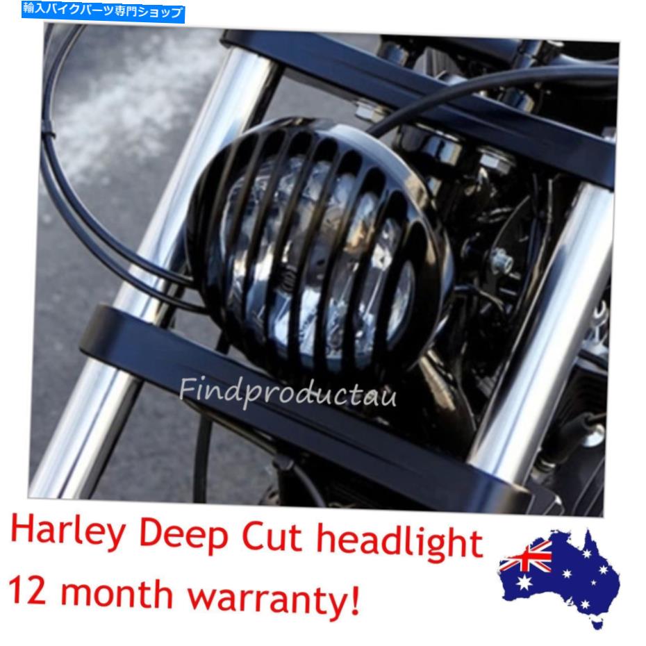 Headlight ディープカットグリルビンテージアンティークカスタムブラックヘッドライト6.5 \