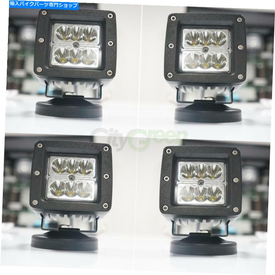 Headlight 4x 3inch 24wスクエアLEDスポットワークライトポッドトラックジープオフロードSUVディレビング用 4x 3inch 24W Square LED Spot Work Light Pods Truck for Jeep Offroad Suv Dirving【並行輸入品】