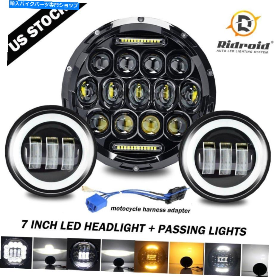 Headlight 7INCH 140W LEDヘッドライトHI LO + 2PCS 4.5INCH 60Wハーレーデビッドソンのための60Wフォグライト 7Inch 140W LED Headlight Hi Lo + 2Pcs 4.5Inch 60W Fog Lights for Harley Davidson【並行輸入品】