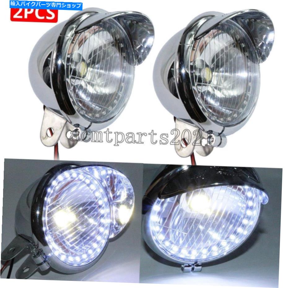 Headlight ハーレーダビッドソンクルーザーボバーチョッパーの2xオートバイLEDフォグライトエンジェルアイ 2X Motorcycle LED Fog Light Angel Eye for Harley-Davidson Cruiser Bobber Chopper【並行輸入品】