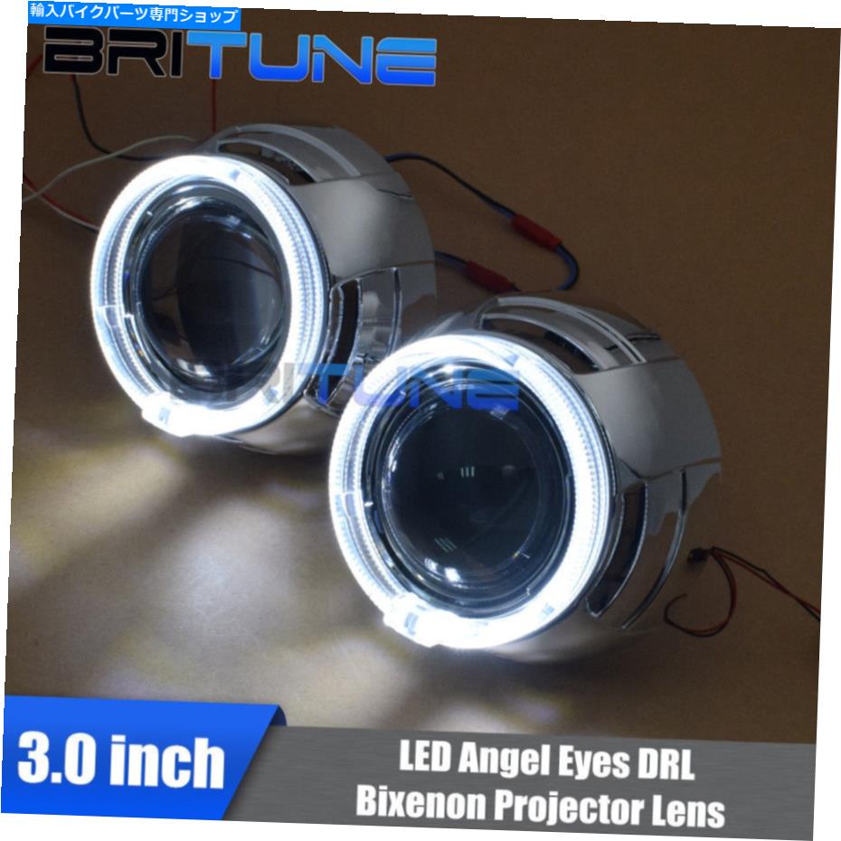 Headlight 3.0 ''スーパーバイキクセノンプロジェクターレンズ付きレッドエンジェルアイズDRLハローヘッドライトチューニング 3.0'' Super Bi-xenon Projector Lens W/ LED Angel Eyes DRL Halo Headlight Tuning【並行輸入品】