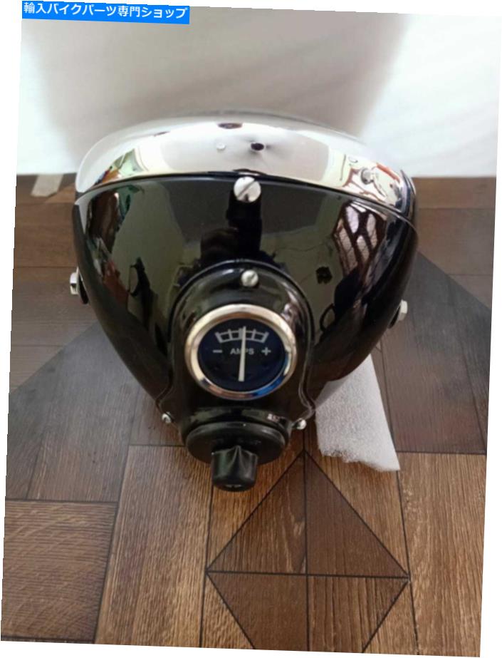 Headlight 7''lucasタイプヘッドライトヘッドランプブラック塗装SSU700 BSA Triumph Nortonにフィット 7''Lucas Type Headlight Headlamp Black Painted Fit For ssu700 Bsa Triumph Norton【並行輸入品】
