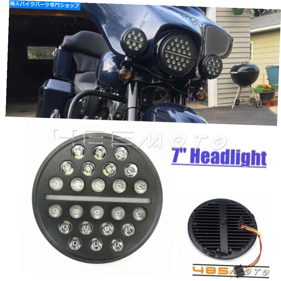 Headlight 7 '' LEDラウンドヘッドライトハーレーツーリングロードストリートグライド用の高い低ビームDRL 7'' LED Round Headlight High Low Beam DRL For Harley Touring Road Street Glide【並行輸入品】