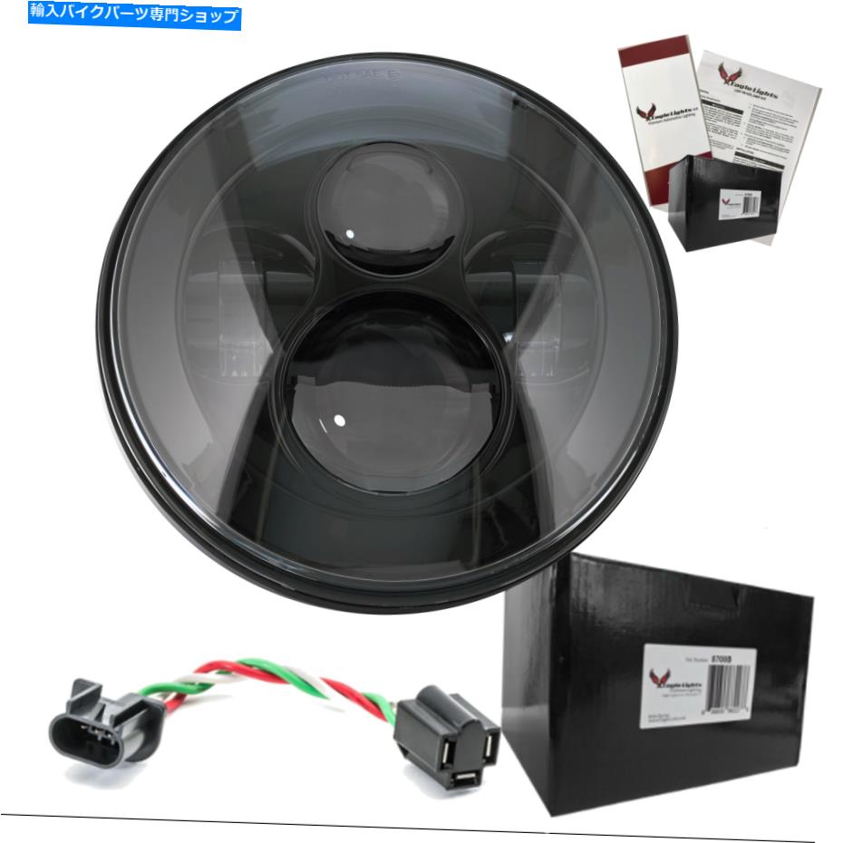 Headlight イーグルライトブラック7 "LEDプロジェクションヘッドライト、ツーリングバイクマウントリング Eagle Lights Black 7" LED Projection Headlight w/ touring bike Mounting Ring【並行輸入品】｜Us Custom Parts Shop USDM