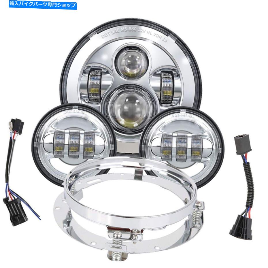 Headlight トラックモール7インチLEDヘッドライトフォグパッシングライトドットキットリングオートバイ... TRUCKMALL 7 inch LED Headlight Fog Passing Lights DOT Kit Ring Motorcycle for...【並行輸入品】
