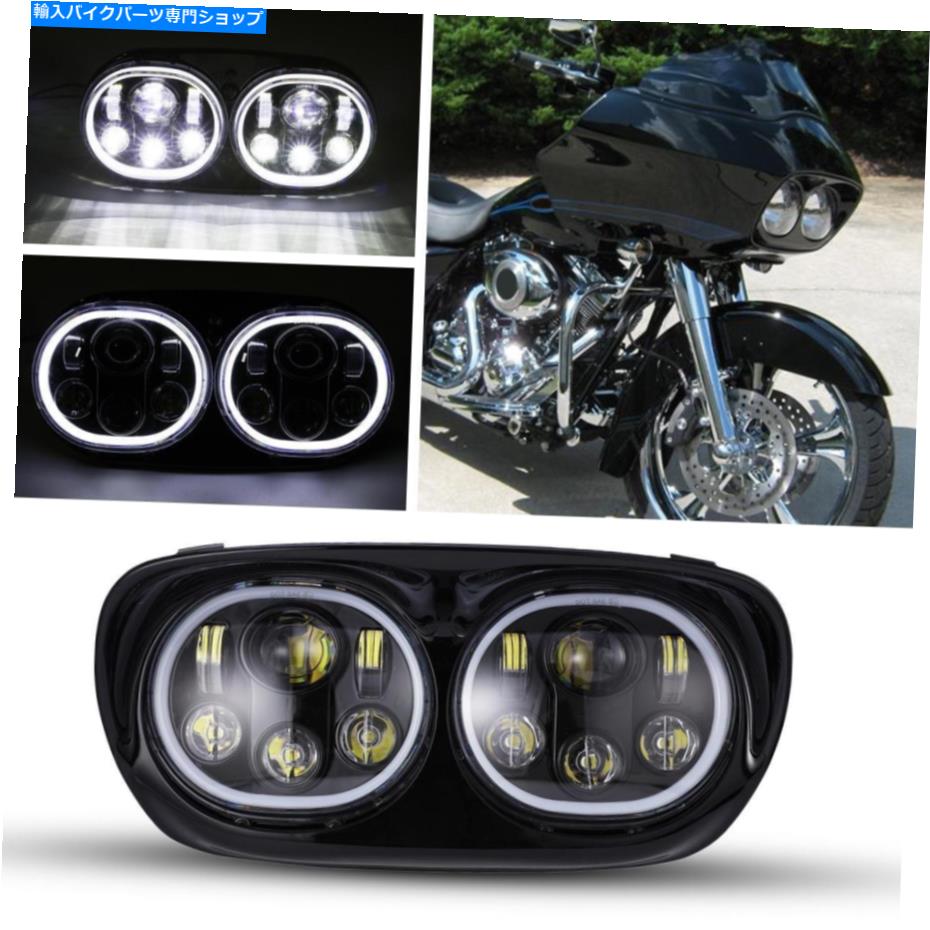 Headlight ハーレーロードグライドFLTR CVO 2004-2013のデュアルLEDプロジェクターヘッドライトエンジェルアイ Dual LED Projector Headlight Angel Eye For Harley Road Glide FLTR CVO 2004-2013【並行輸入品】