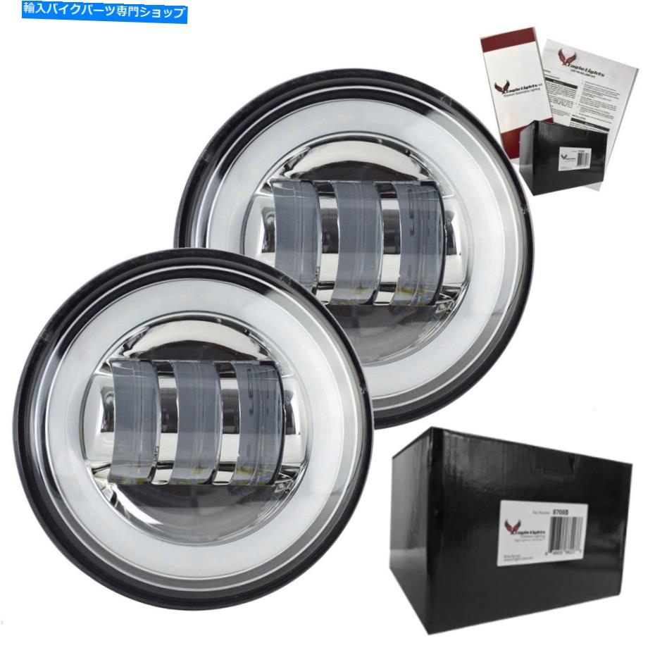 Headlight イーグルライト4 1/2 "ラウンドクロムLEDハローパスライトペア - ダブルパック Eagle Lights 4 1/2" Round Chrome LED Halo Passing Lights Pair - Double Pack【並行輸入品】｜Us Custom Parts Shop USDM