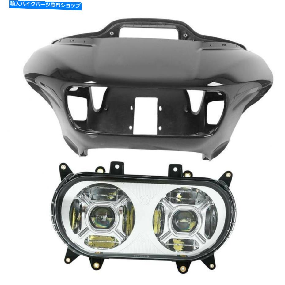 Headlight ハーレーロードグライドFLTR 15-22 16に適合するインナーアンドアウターフェアリングデュアルLEDヘッドライトフィット Inner & Outer Fairing Dual LED Headlight Fit For Harley Road Glide FLTR 15-22 16【並行輸入品】