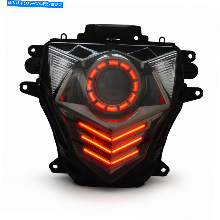 Headlight スズキGSXR750 2011-2019 LED DRL HIDプロジェクターキットレッドのKTヘッドライトアセンブリ KT Headlight Assembly for Suzuki GSXR750 2011-2019 LED DRL HID Projector Kit Red【並行輸入品】