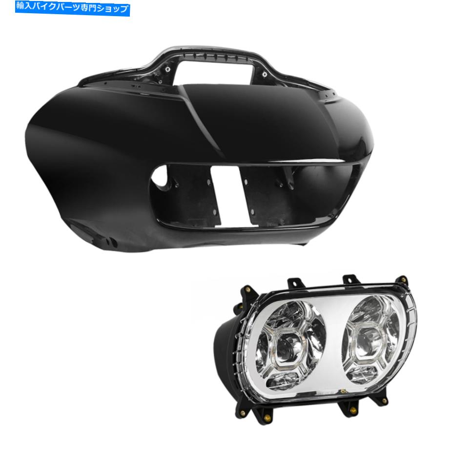Headlight ハーレーロードグライド2015-2022 2018にフィットするインナーアウターフェアリングデュアルLEDヘッドライト Inner Outer Fairing Dual LED Headlight Fit For Harley Road Glide 2015-2022 2018【並行輸入品】