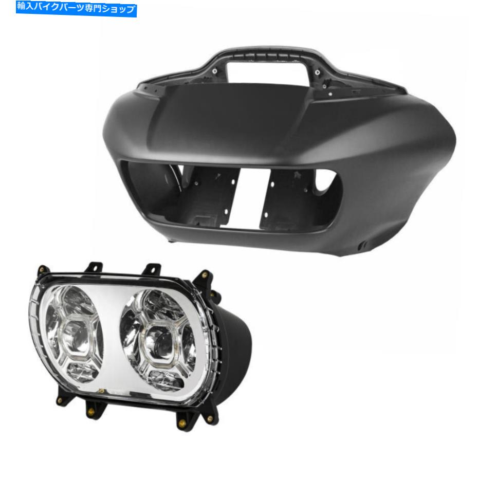 Headlight マットブラックインナーフェアリングLEDヘッドライトハーレーロードグライド2015-22にフィット Matte Black Inner Outer Fairings LED Headlight Fit For Harley Road Glide 2015-22【並行輸入品】