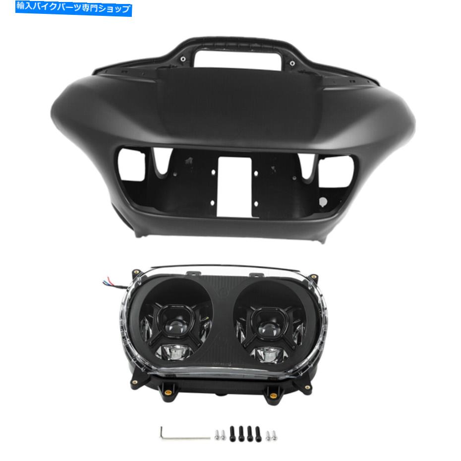 Headlight マットブラックインナーアンドアウターフェアリングフロントヘッドライトフィットロードグライド2015-2022 Matte Black Inner & Outer Fairings Front Headlight Fit For Road Glide 2015-2022【並行輸入品】