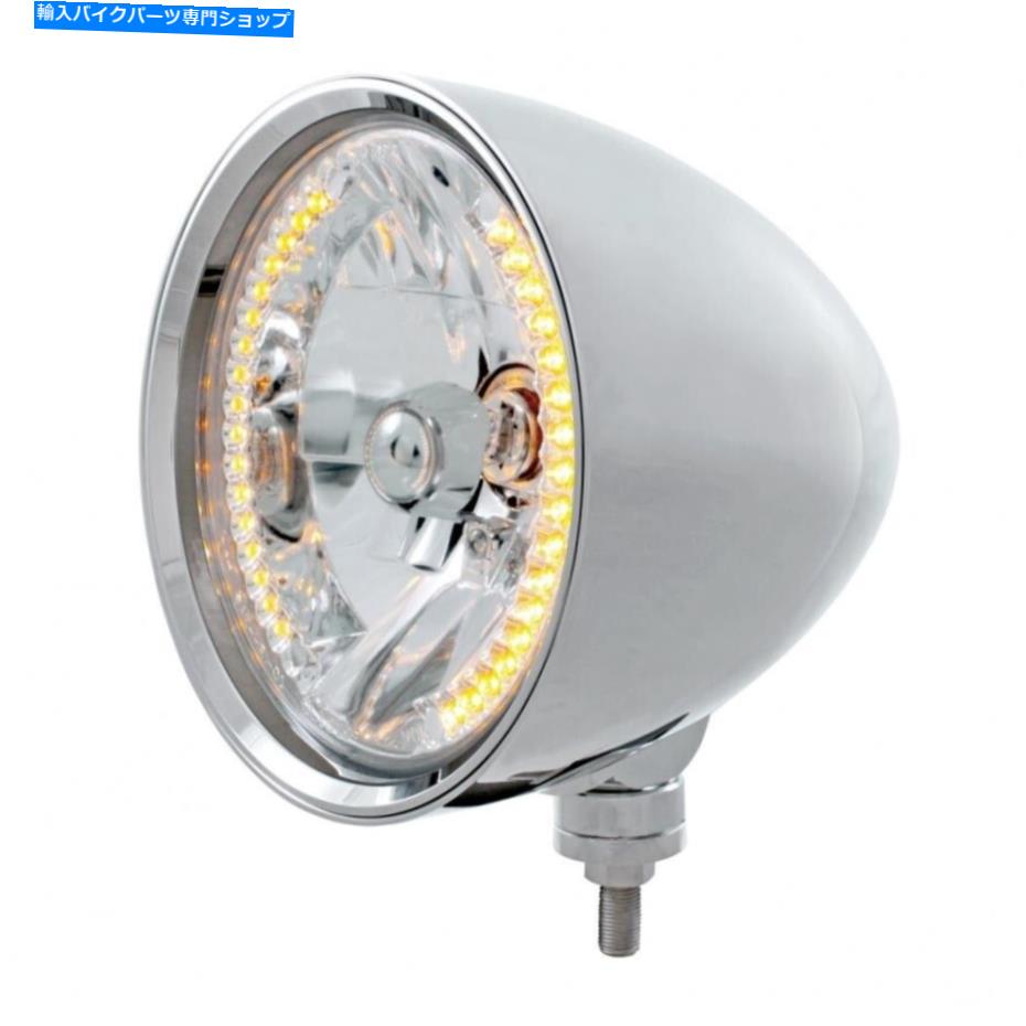 Headlight クロム「チョッパー」ヘッドライトH4バルブw/ 34アンバーLED Chrome \