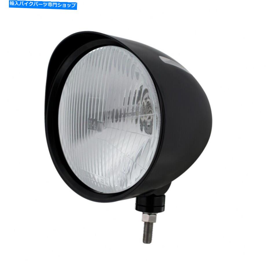Headlight 黒い「ビレット」スタイルのグルーブヘッドライトw/ vidor H4電球 Black \