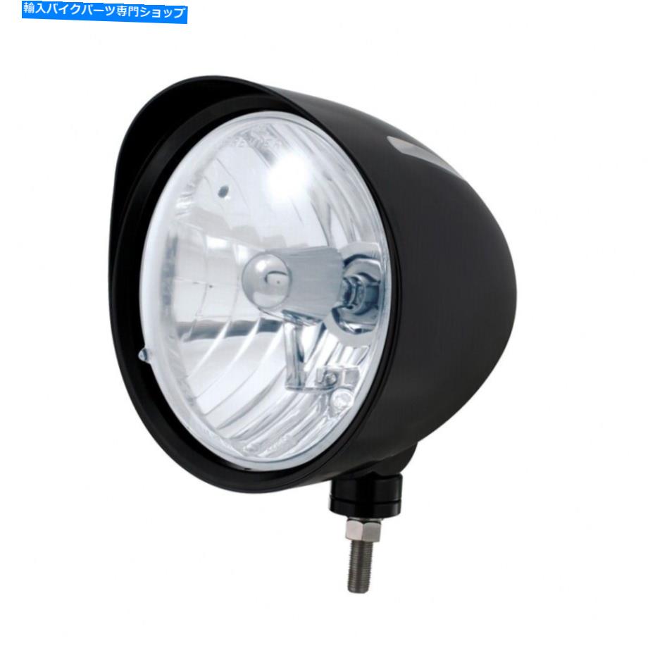 Headlight ブラック「ビレット」スタイルの溝ヘッドライト付きヘッドライト付きクリスタルH4電球 Black \