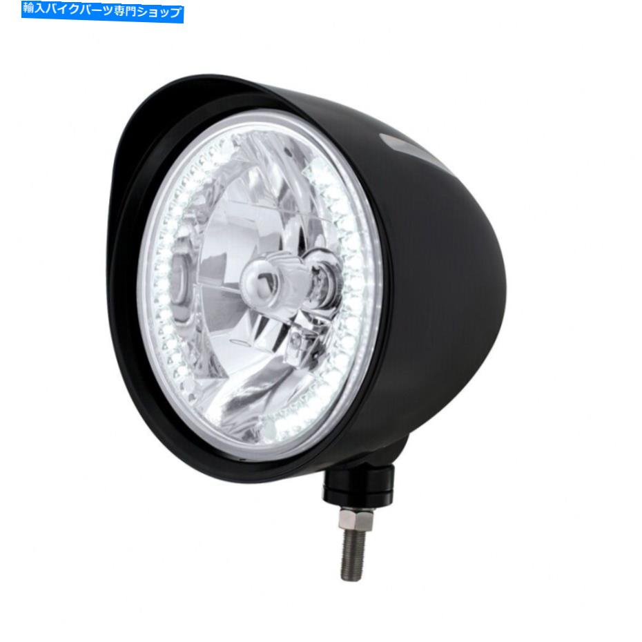 Headlight 黒い「ビレット」スタイルの溝ヘッドライトw/ vidor H4バルブw/ 34白いLED Black \